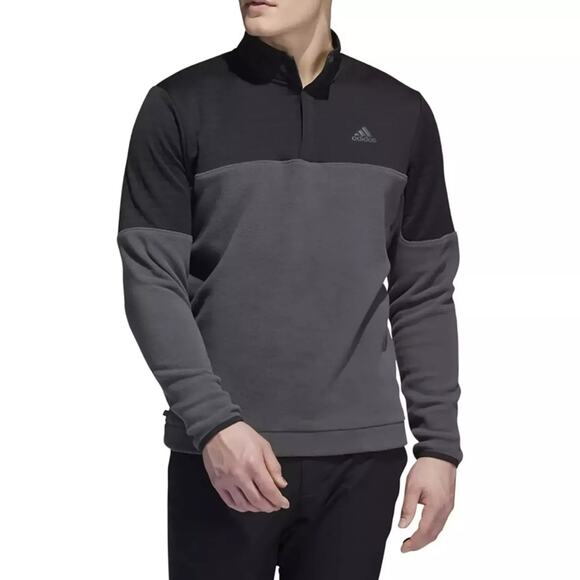 ADIDAS  NWT Men's Water Repellent 1/4 Zip Fleece Pullover Golf Gray Black Small - Picture 2 of 10